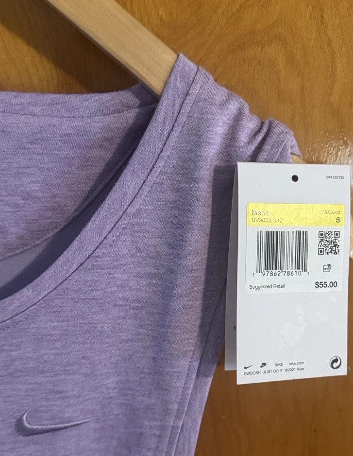 Camiseta sin mangas Nike para hombre pequeña Dri Fit púrpura ventilada Foto 3 de 4