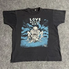 Vintage 90s Fashion Victim Love Never Dies Skeleton T-Shirt XL