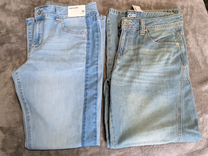 Lot Of 2 Girls Sugar & Jade Wide Leg Jeans Size 18 Baggy Flare Brand New W/ Tags
