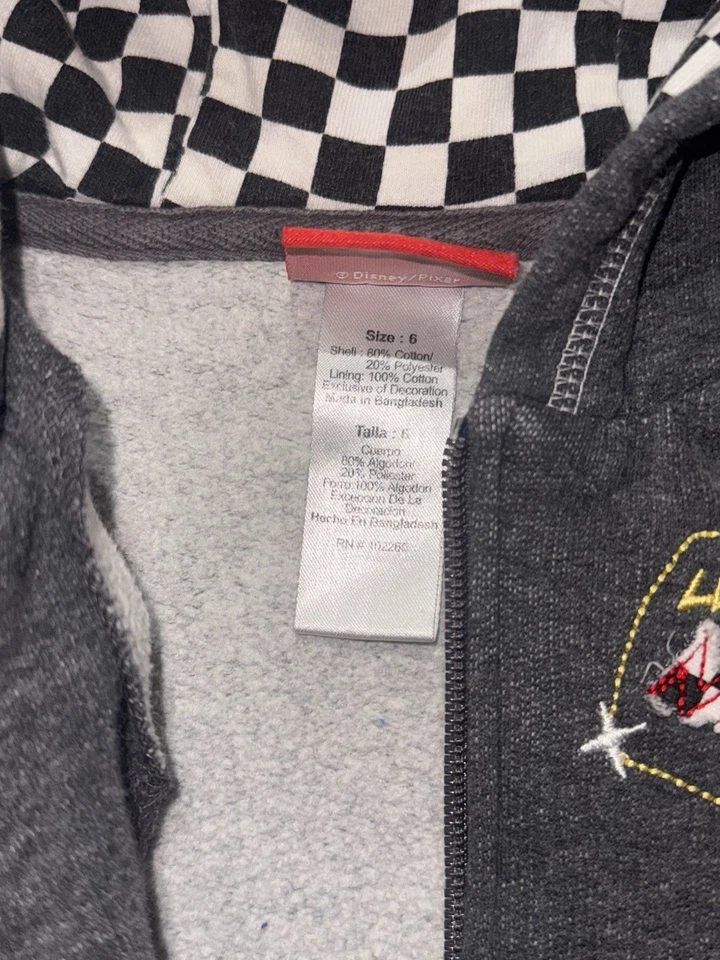 Sudadera con Capucha Disney Cars Cremallera Completa Gris Bordada Manga Larga Niños Talla 6 Foto 3 de 4