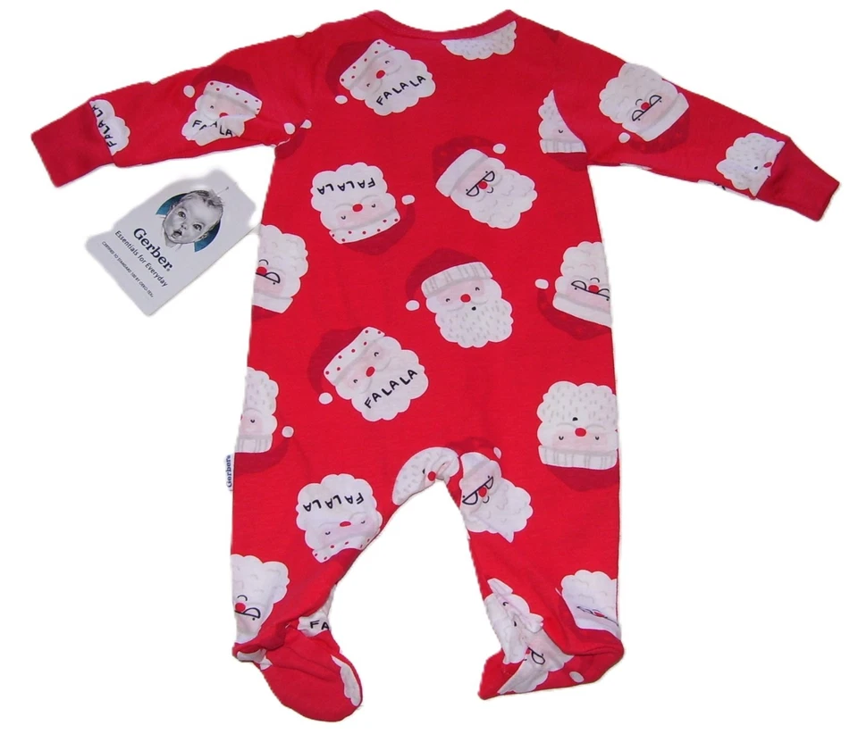 Pijama para dormir Gerber rojo 1 pieza Fa La Santa con patas de Navidad nuevo en caja 0-3 m Foto 2 de 2