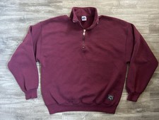 Vintage Russell Athletics 1/4 Zip Sweatshirt Mens XL USA Made 90s Maroon Crimson