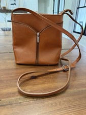 Vintage Vera Pelle Brown Leather Zipper Design Crossbody Bag Italy