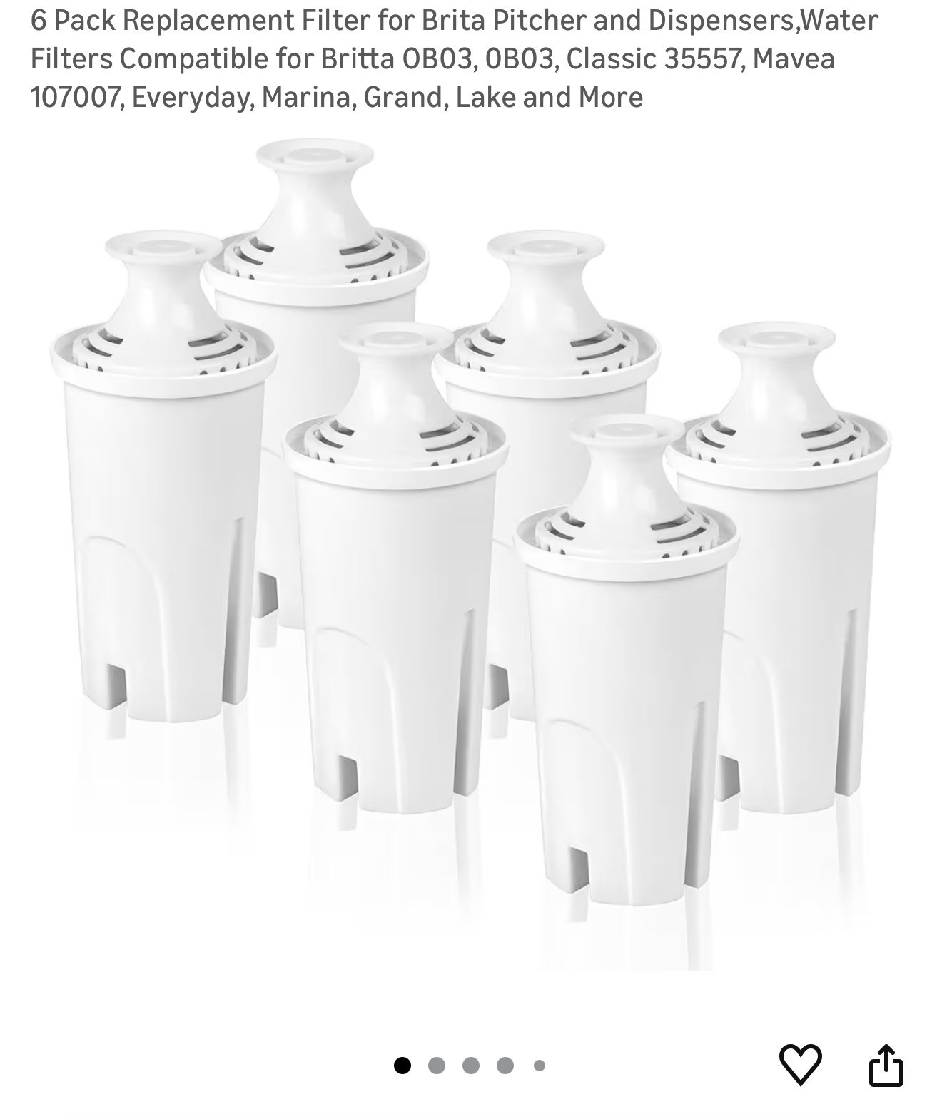 (6) Brita Replacement Charcoal Water Pitcher Filters, Replaces Brita by SetFeel