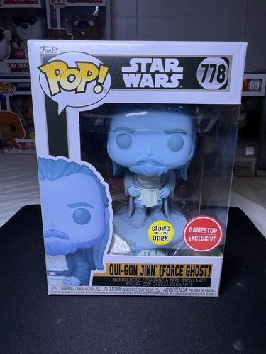 Funko POP! Star Wars Qui-Gon Jinn Force Ghost 778 Glows Gamestop EXCLUSIVE New M