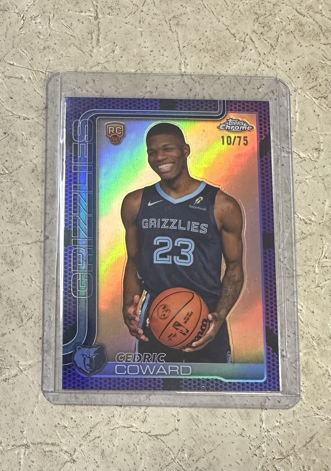 2025-26 Topps Chrome Cedric Coward Purple Refractor /75 Memphis Grizzlies #261