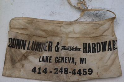 #ad Vintage DUNN Lumber amp; TRUE VALUE Hardware Store Nail Apron Lake Geneva WI $24.99