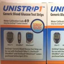 UniStrip Test Strips for Use with Onetouch Ultra OPEN BOX 50 Count Exp:8/23/2026