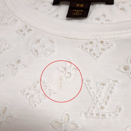 LOUIS VUITTON Monogram Lace Sleeveless Cut and Sew Cotton White XS RW101W Used F - Bild 7 von 7