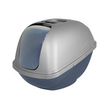 Petmate Basic Hooded Cat Litter Box, Enclosed, w/Door, Large, Blue Silver  