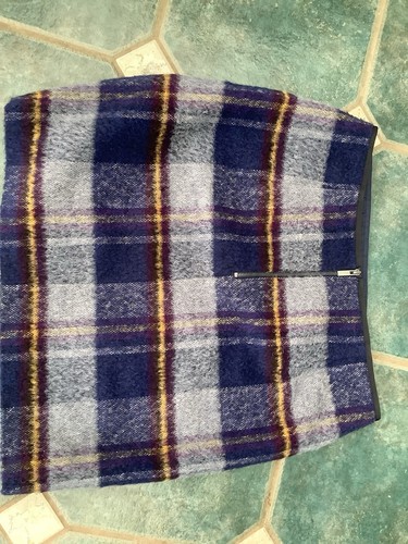 M&S Rock mit Wolle blau kariert UK 16 Länge 21" gefüttert A-Linie - Bild 3 von 4