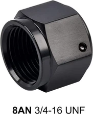AN8 8AN Female Flare Cap Block off Fitting Plug Nut Adapter Aluminum Black 