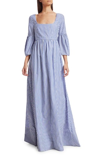 NWT Staud Plumeria Blue White Stripe 