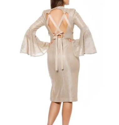 Rebecca Vallance Cancun Midi Dress Gold Lace Up Back Size AU 14 US 10 | eBay Australia Rebecca Vallance Cancun Midi Dress Gold Lace Up Back Size AU 14 US 10 | eBay Australia