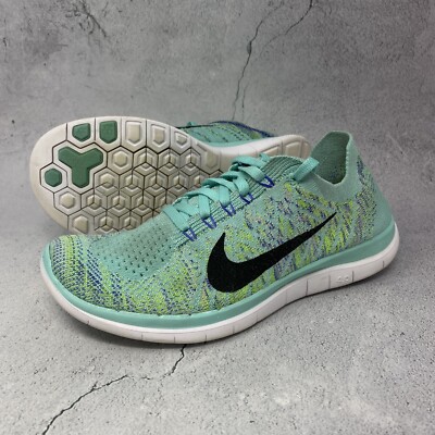 Running Shoes Nike Free Flyknit Blue And Green Nike Mens Free Run