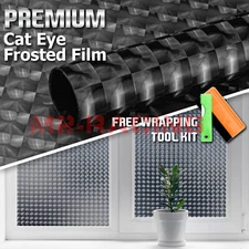 1FTx4FT Gray Cat Eye Frosted Film Glass Home Bathroom Window Security Privacy
