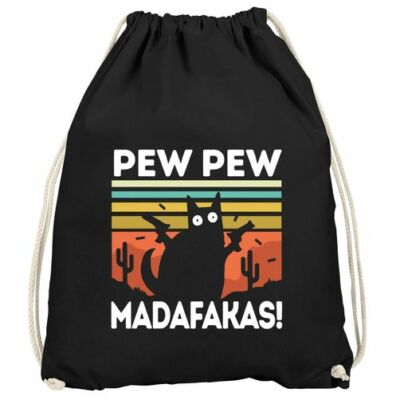 Turnbeutel  Pew Pew Madafakas! schwarze Katze Spruch Meme lustig Gymbag