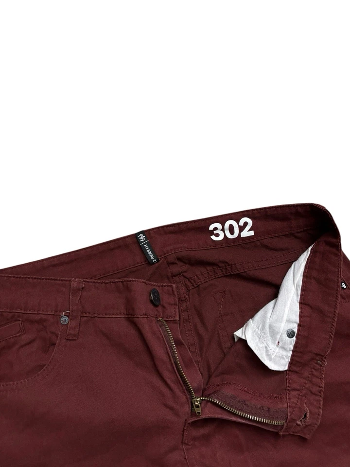 Pantalones Ezekiel 302 EZ Rider Fit 5 bolsillos para hombre 34x29 borgoña pierna recta preppy Foto 2 de 4
