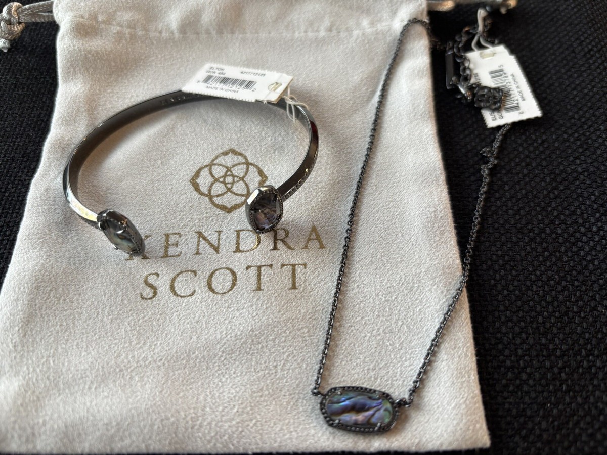 Kendra Scott Elisa Necklace Elton Cuff Bracelet Gunmetal