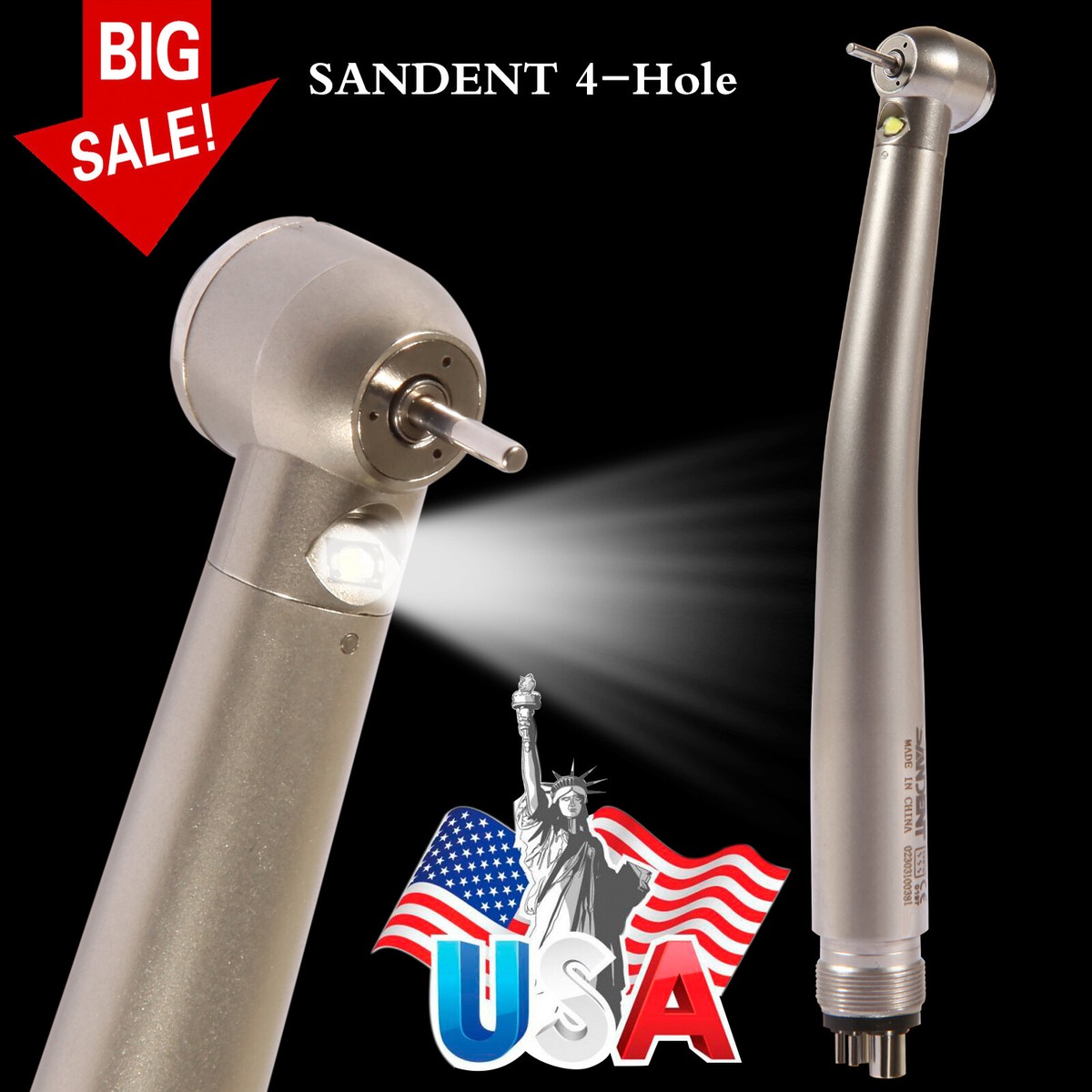 Dental LED E-generator Fiber Optic High Speed Handpiece 4 hole