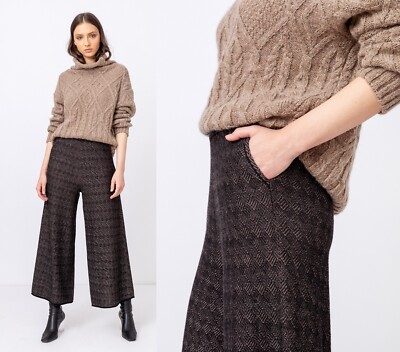 Ivko Strick-Hose Wool Pants Korbmuster Basketweave Black Gray