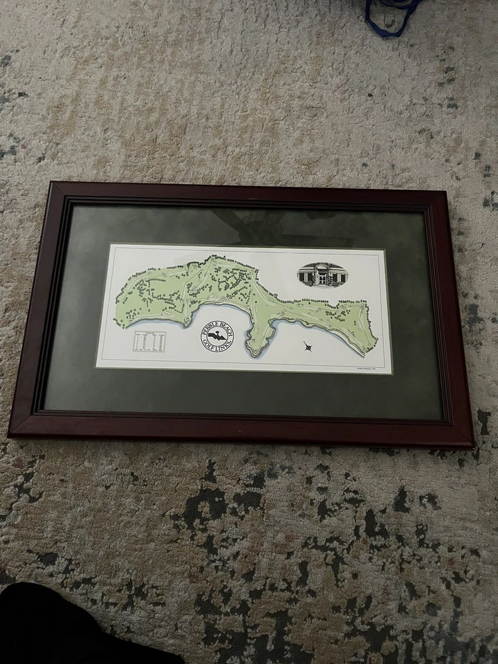 Eslabones de golf Pebble Beach Jack Neville de colección mapas de campo de golf impresión enmarcados Foto 3 de 4
