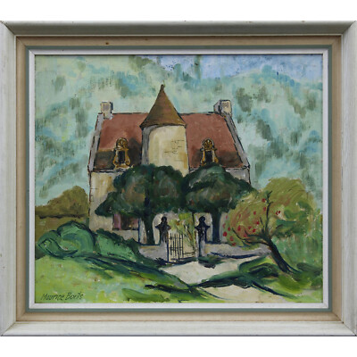 Öl auf Leinwand von Maurice Boots. Landhaus mit Turm