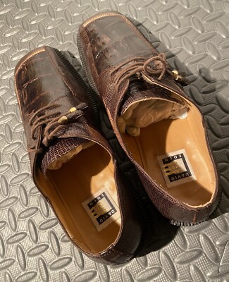 David Eden w/ Ostrich Leg & Lizard Brown Leather Dress 