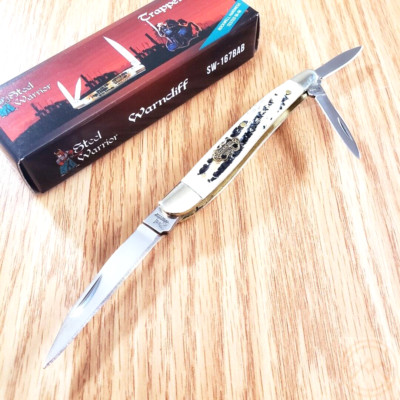 Frost Cutlery Whittler Pocket Knife Stainless Blades Aspen Burnt Bone Handle