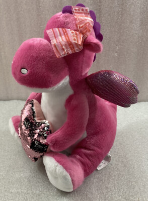 Valentine Pink Dragon plush w/sequin heart 11