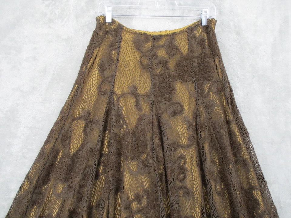 Falda Coldwater Creek para mujer 8 crochet tejida floral bohemia cabaña maxi modesta Foto 3 de 4