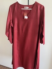 NWT Fabindia Kurta Long Tunic Rust Blood Red Silk Blend Wedding Party Dress XL
