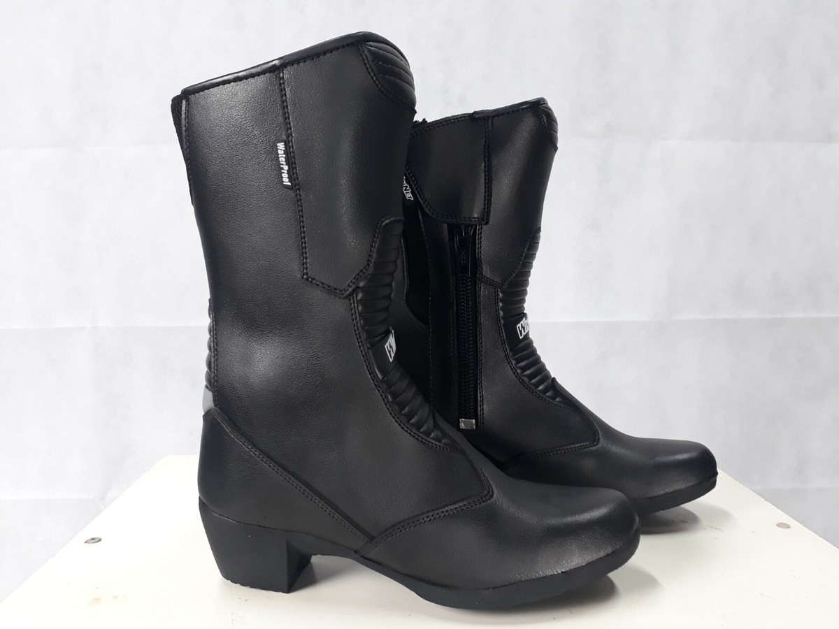 Stivali Da Moto In Pelle Per Donna - Con Tacco, Protezioni E Suola Antiscivolo, Resistente All'Acqua - Foto 8