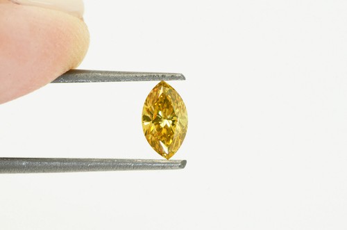 Marquise Diamond Fancy Intense Orange-Yellow 0.49 Carat VS2 GIA Certificate - Picture 8 of 10