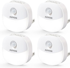 4pcs Plug in Night Light w/ Motion Sensor  Dusk to Dawn Sensor - Cool White LED