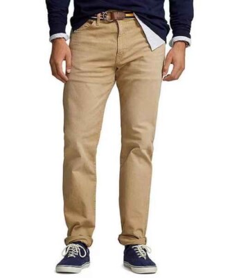 Polo Ralph Lauren men's Varick slim Straight Fit Jeans Khakis 48 x 32  Tan