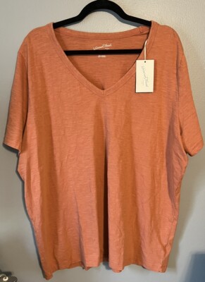 Universal Thread Women s 2X Red V Neck T Shirt 100% Cotton Short Sleeve New