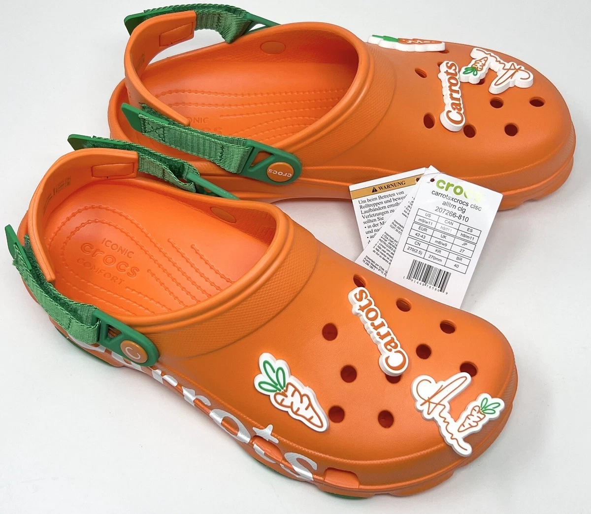 Carrots x Crocs Classic All Terrain Clog Mens size 9 Womens size