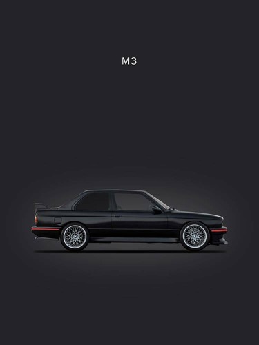 Affiche - BMW M3 E30, Minimaliste Moderne Noir - 3 Tailles - Imagekind - Photo 2 sur 17