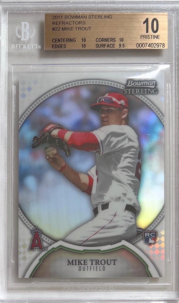 2011 Mike Trout Bowman Sterling Refractor RC- BGS 10 Pristine... #132/199
