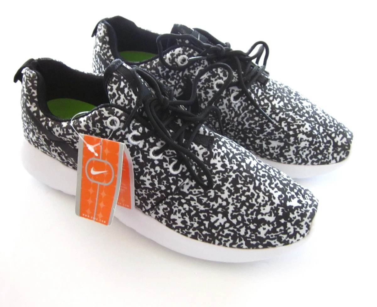 Roshe run print speckle womens black sail white shoes cheap