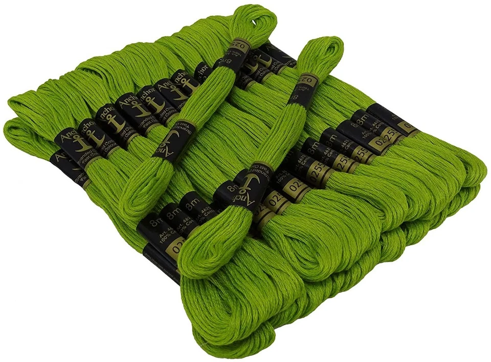 Hilo de algodón trenzado de ancla para punto de cruz/color bordado - verde 255 Foto 2 de 4