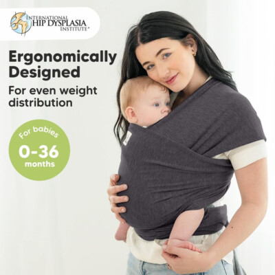 KeaBabies Babytrage Ab Geburt - Atmungsaktive Babytragetücher, Babytrage Grau