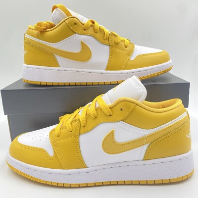 Nike Air Jordan 1 Low Pollen White Turnschuhe UK 6 Damen Leder Neu mit Etikett 553560-171