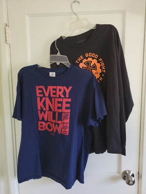 2 Light Source Men's Christian T-Shirts 1 Short Sleeve 1 Long Sleeve size L