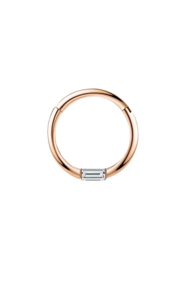 Anillo nariz con bisagras clicker tabique daith hélice caracola baguette natural oro 14k Foto 2 de 4