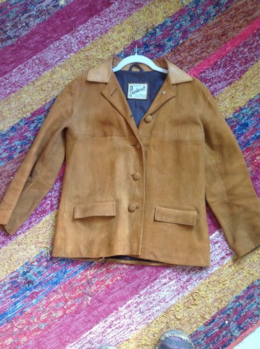 ladies vintage short brown suede jacket size 10