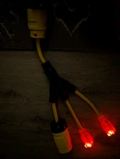 1.5 ft 3 Outlet Light Up Locomotive Fridge  Adapter Splitter Cable Plug Cord 