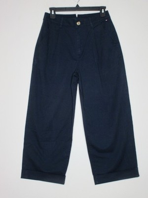 Tommy Hilfiger Women's Navy Blue Cuff Hem Cropped High Rise Trouser Pants  4 B19