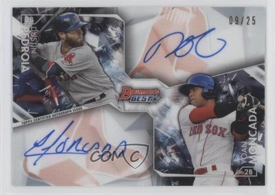 2016 Bowman's Best Dual 9/25 Dustin Pedroia Yoan Moncada #BDA-PM Auto c8a